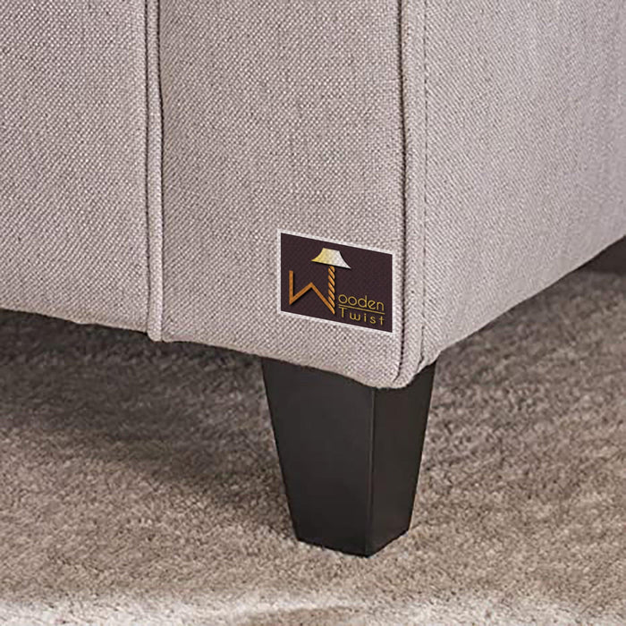 Wooden Twist Zamansız Button Tufted Design Premium Wood 2 Seater Storage Bench (Light Grey) - Wooden Twist UAE