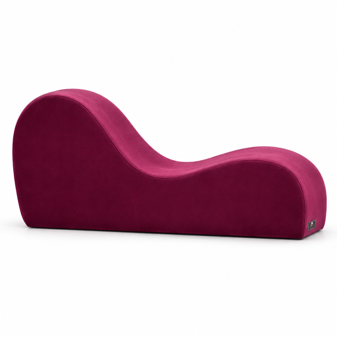 Wooden Twist Armless Velvet Wave Chaise Lounge Pink – Side View