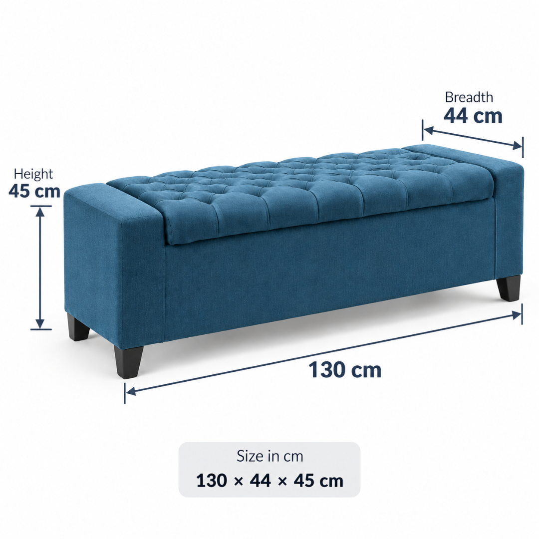 Wooden Twist Raffinee dark blue storage bench – dimensions 130 x 44 x 45 cm