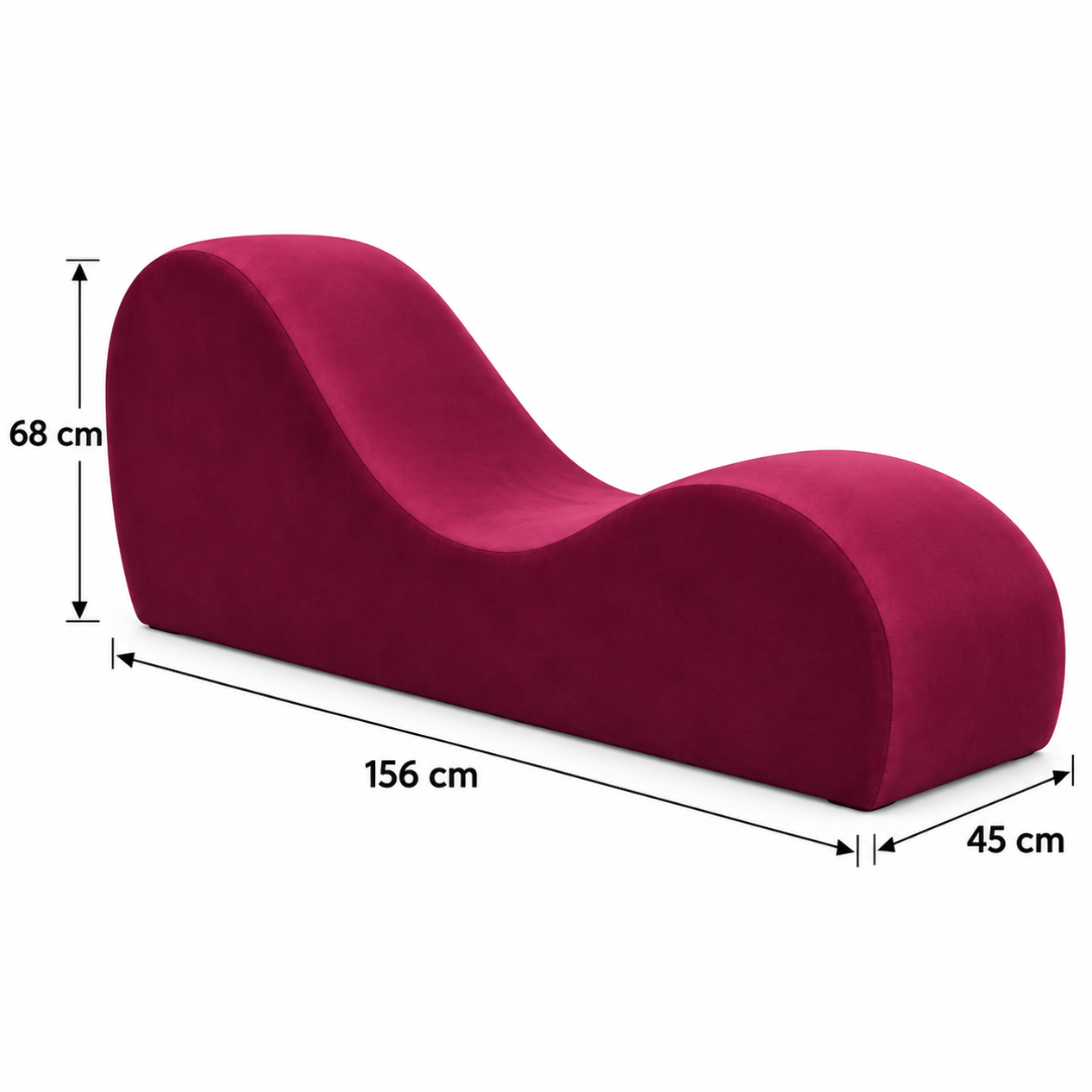 Wooden Twist Armless Velvet Wave Chaise Lounge Pink – Dimensions 156 x 45 x 68 cm