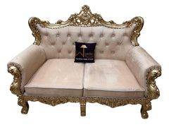 Wooden Boutique French Baroque Style Golden Leaf Hand Carved Sofa (2 Seater) - Wooden Twist UAE