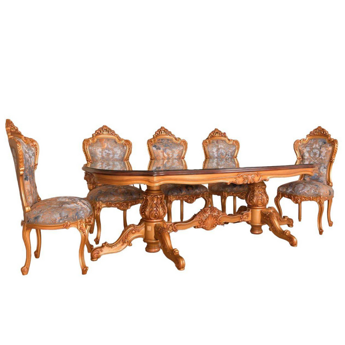 Wooden Twist Tycoon Luxury Hand Carved Teak Wood 8 Seater Dining Table Set