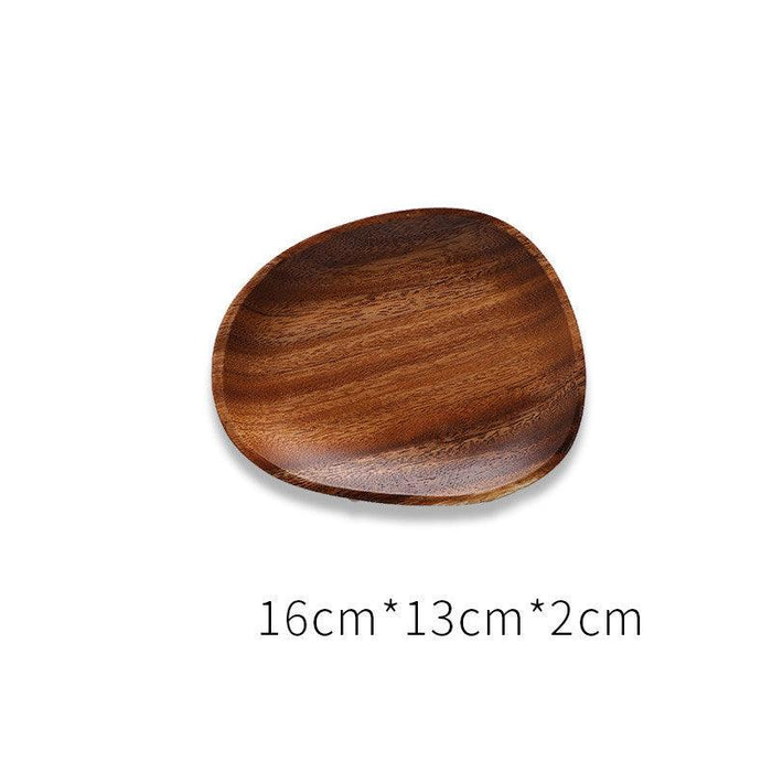 Wooden Japanese Dinner Plate Solid South American Walnut Shaped