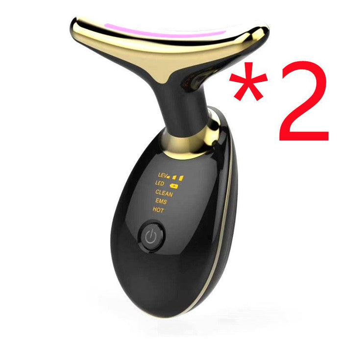 EMS Thermal Neck Lifting And Tighten Massager Electric Microcurrent Wrinkle Remover LED Photon Face Beauty Device For Woman - Wooden Twist UAE