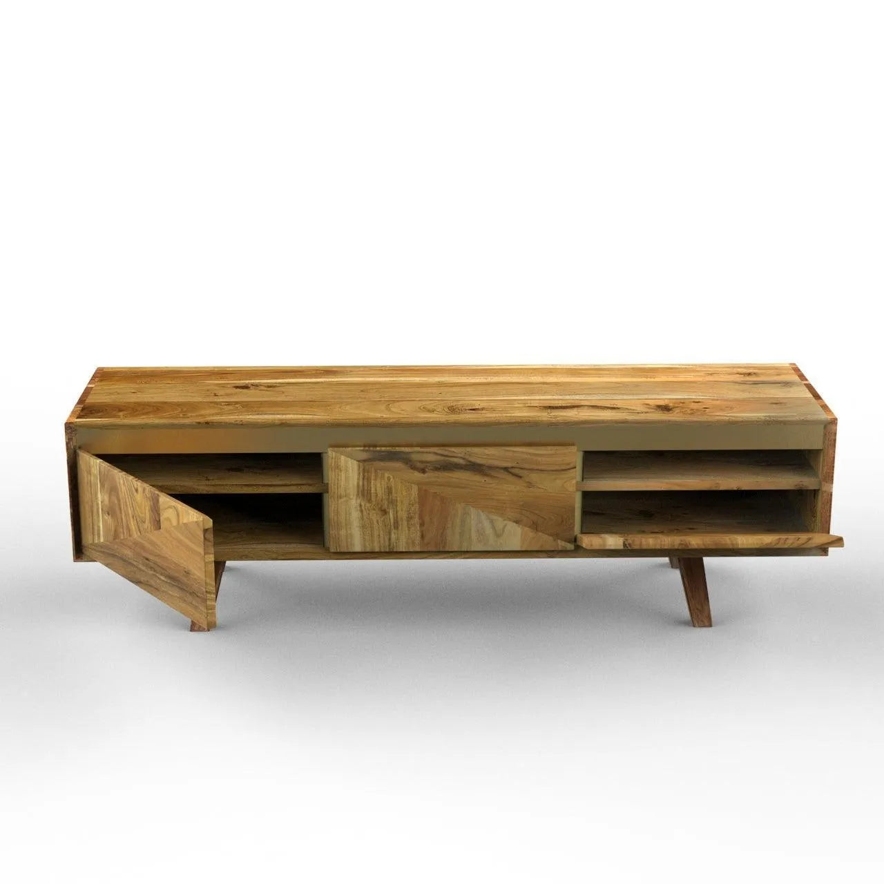 Wooden Twist Mirar Handmade Solid Sheesham Wood TV Unit for Living Room - Wooden Twist UAE