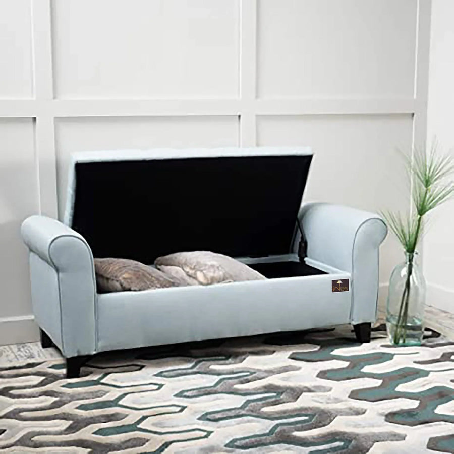 Velvet fabric on solid teak wood legs