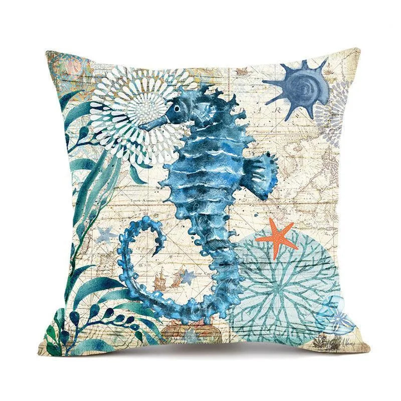 Cushion Covers Sea Turtle Printed Throw Pillow Cases For Home Decor Sofa Chair Seat - Wooden Twist UAE