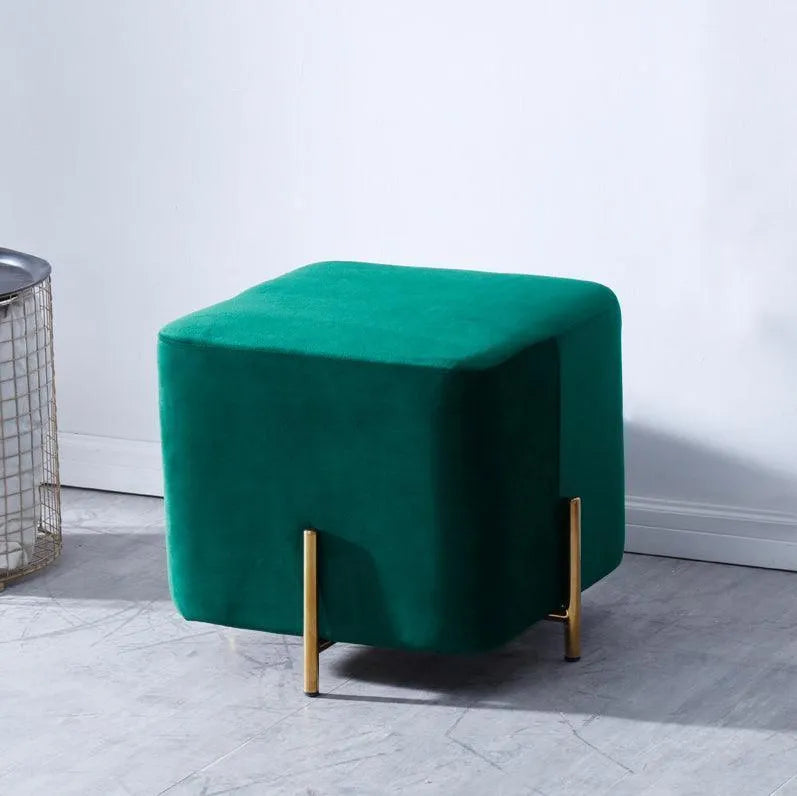 Luxury Velvet Square Foot Stool Ottoman Pouf - Plush and Stylish Home Decor Accent - Wooden Twist UAE