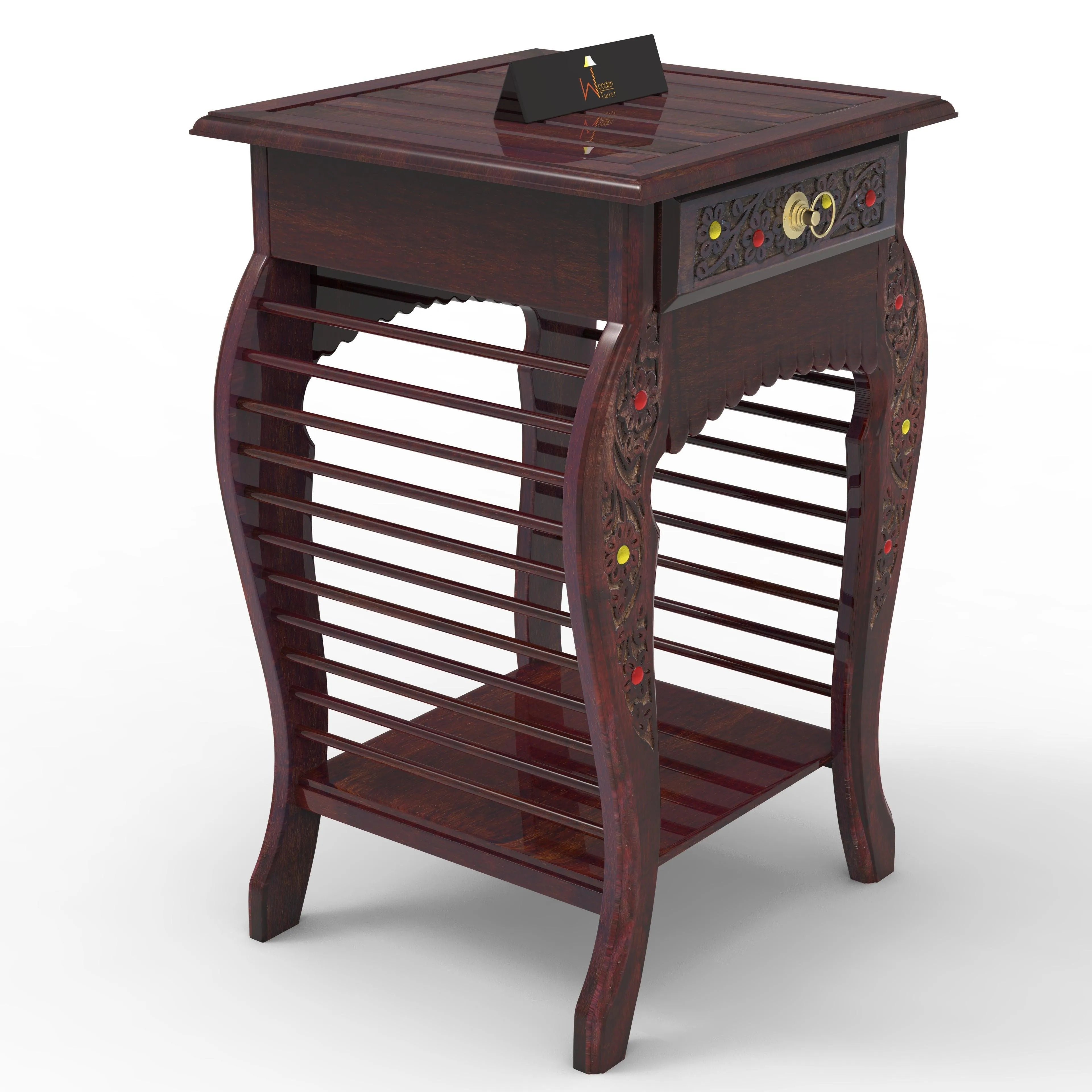 Wooden Hand Carved Side Table - Wooden Twist UAE