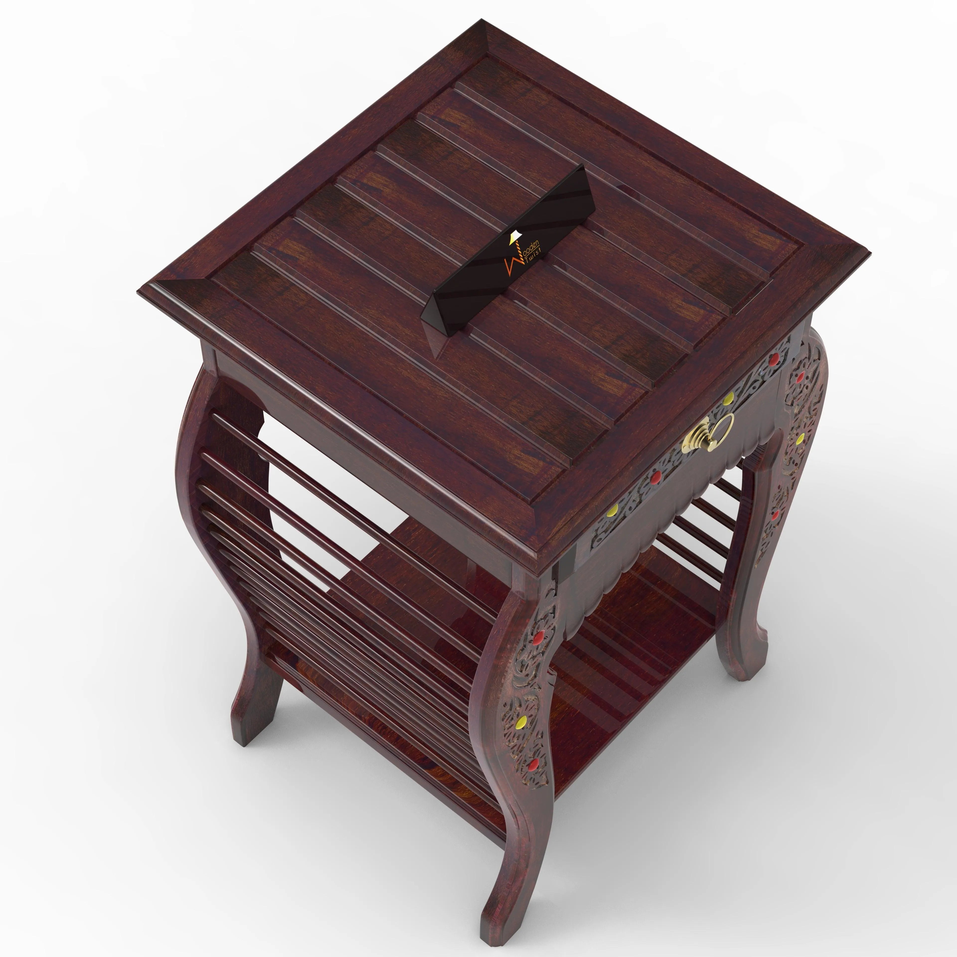 Wooden Hand Carved Side Table - Wooden Twist UAE