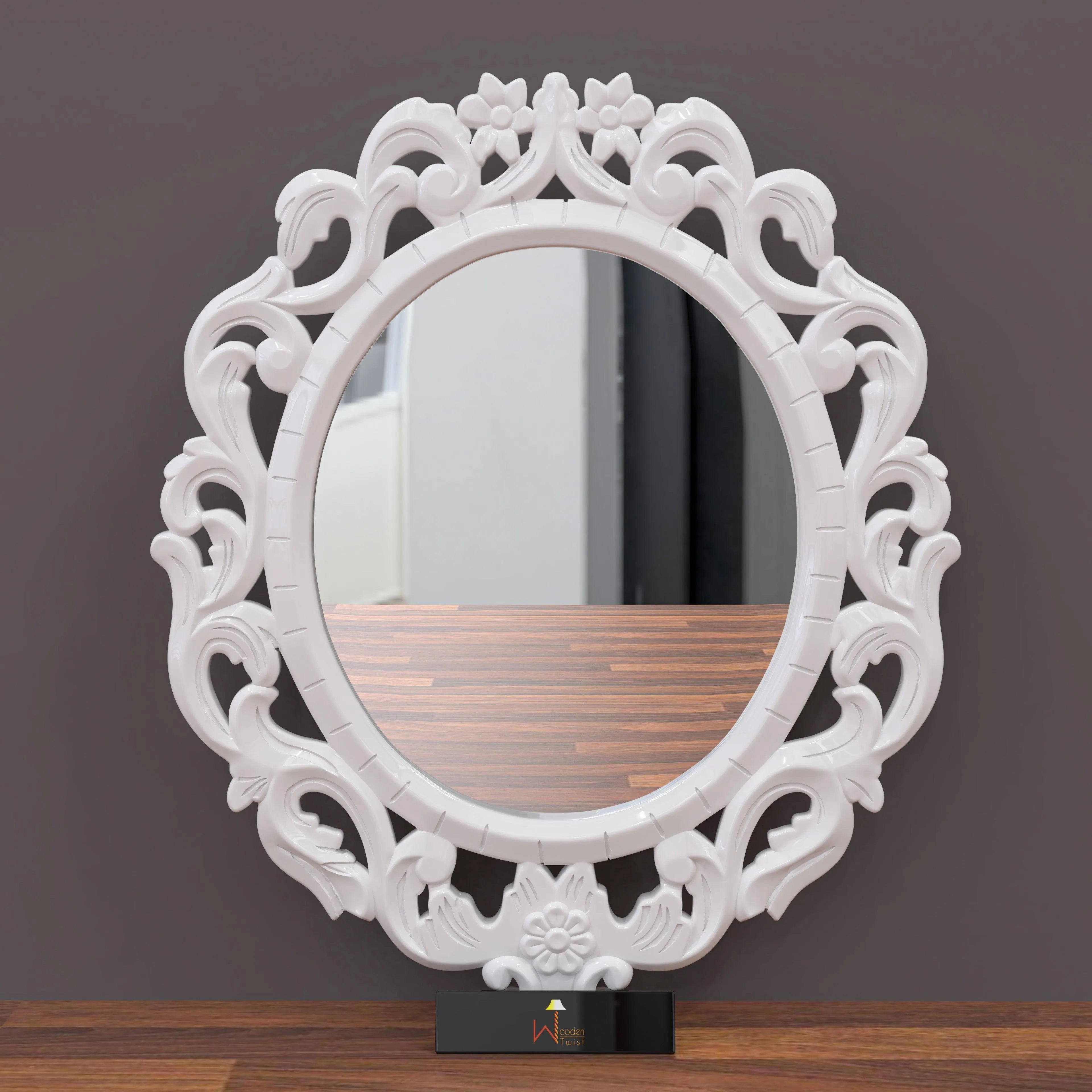 Modern Decorative Wooden Wall Mirror Bathroom Mirror - Wooden Twist UAE