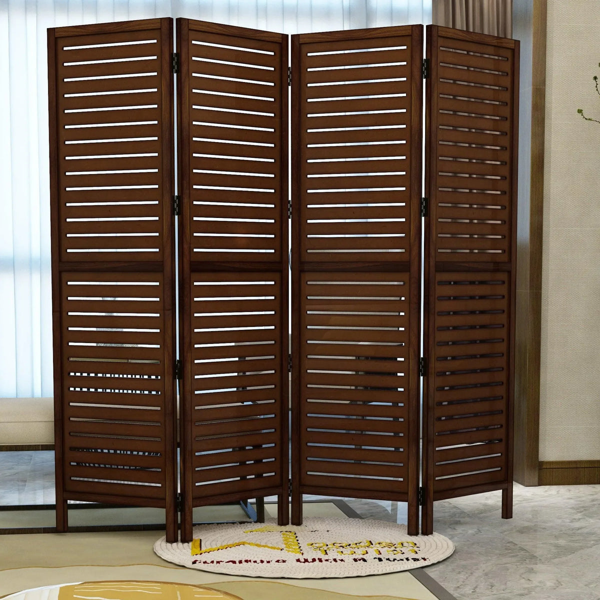 Zigzag Mango Wood Room Divider, Handcrafted for Style