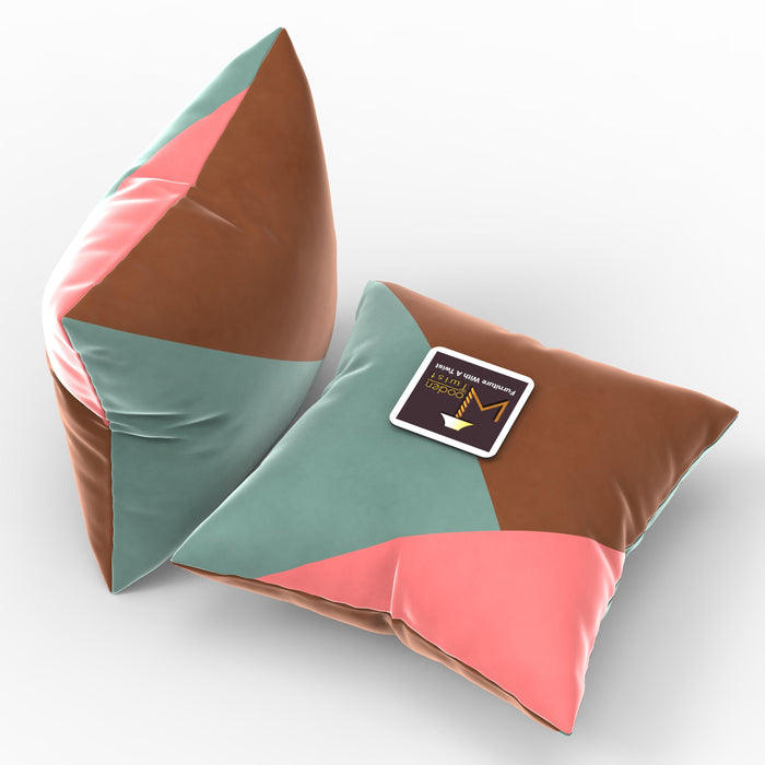 Wooden Twist Abstract Square Velvet Cushion Cover Set of 2 ( Multicolor )