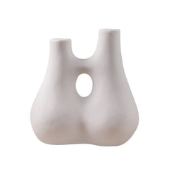 Wooden Twist Modern Home Decor White Ceramic Twins Decorative Vase for Flowers - Wooden Twist UAE