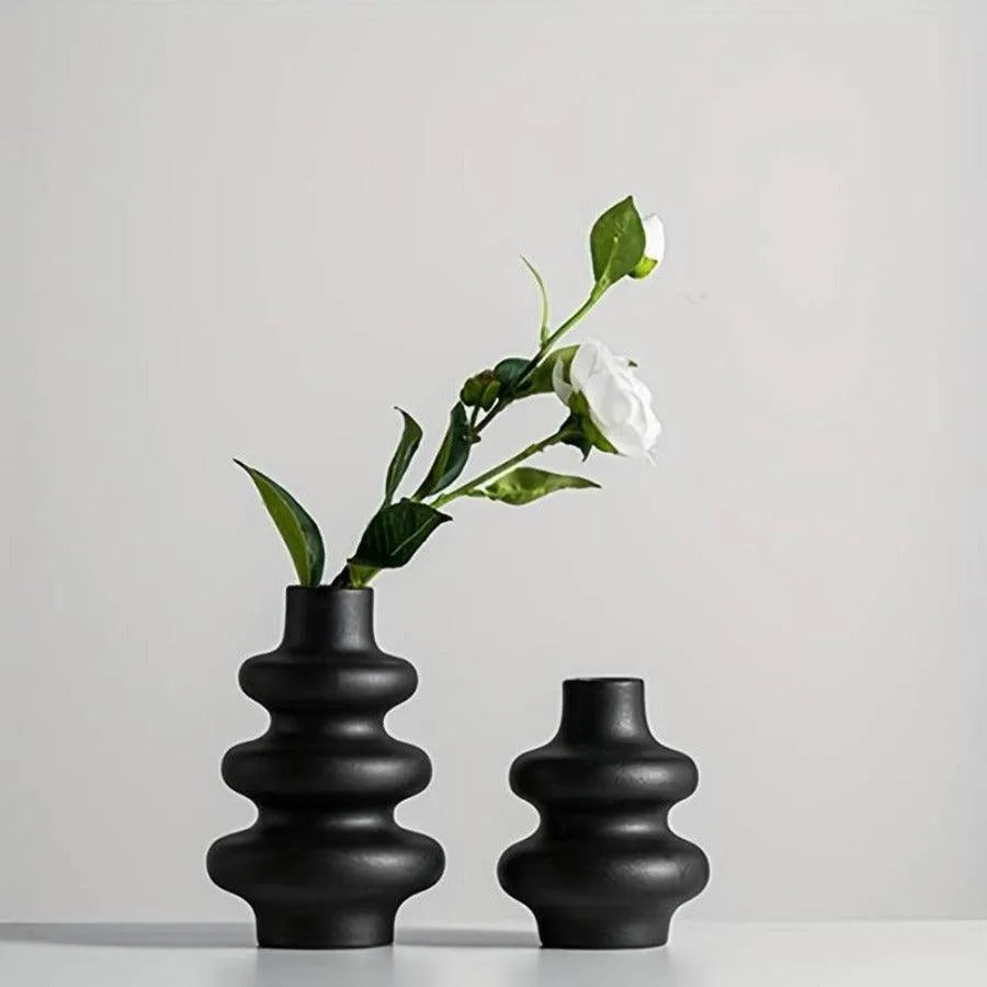 Wooden Twist Modern Irregular Home Decor Ceramic Decorative Vase for Flowers Set of 2 - Wooden Twist UAE