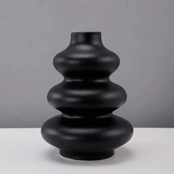 Wooden Twist Modern Irregular Home Decor Ceramic Decorative Vase for Flowers Set of 2 - Wooden Twist UAE