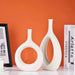 Wooden Twist Modern Oval White Home Decor Ceramic Decorative Vase for Flowers Set of 2 - Wooden Twist UAE