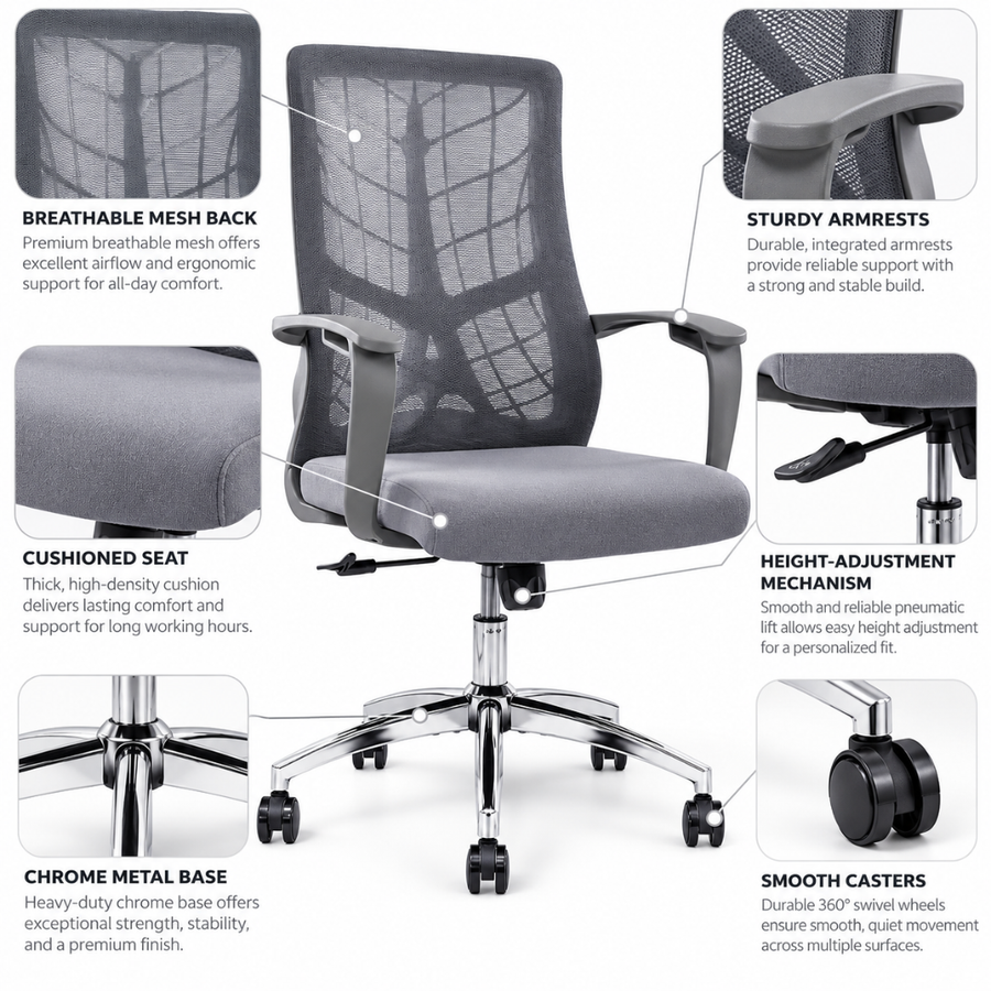 Cushioned Seat, Sturdy Armrests