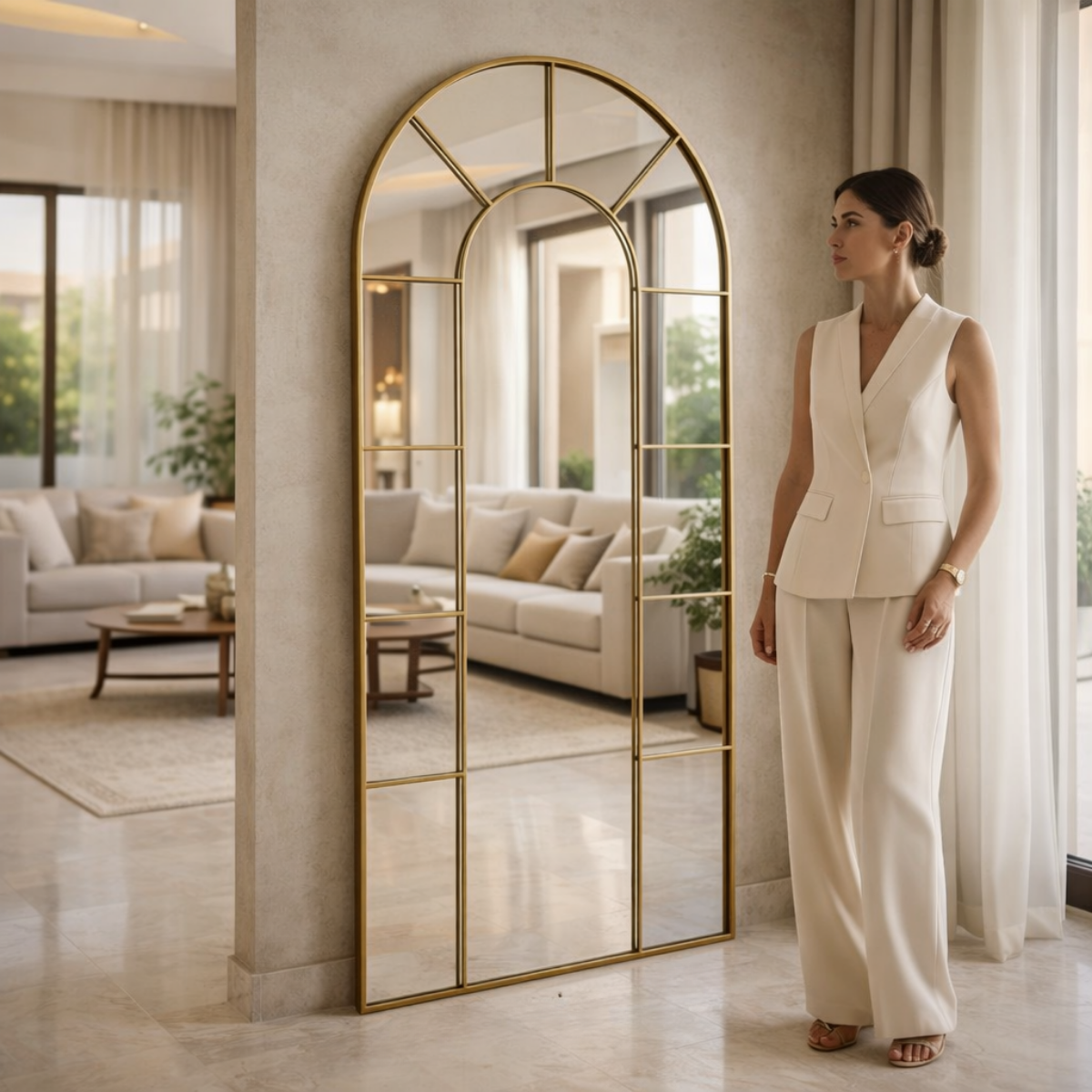 Aurelio Arch Window Style Full-Length Mirror