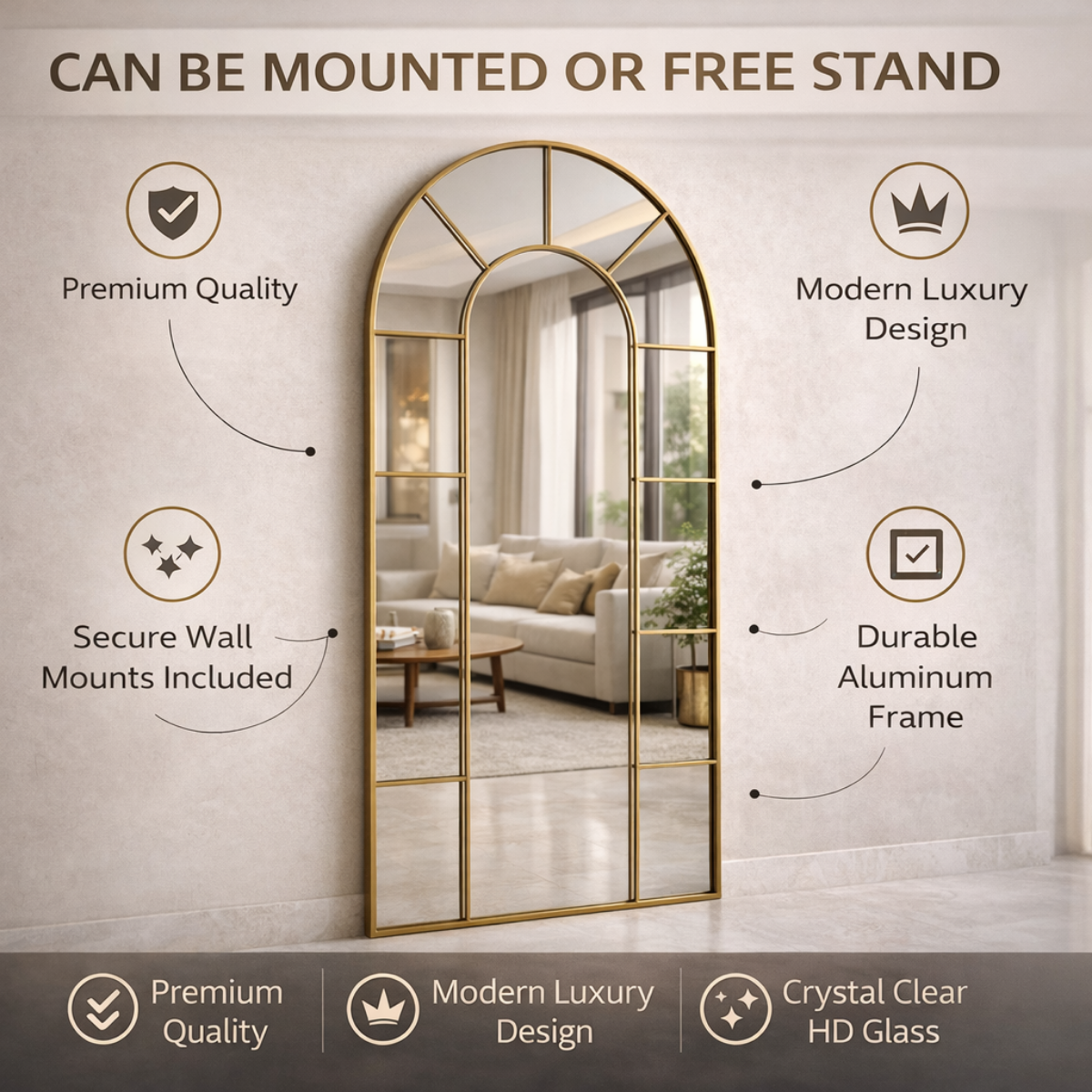 Aurelio Arch Window Style Full-Length Mirror