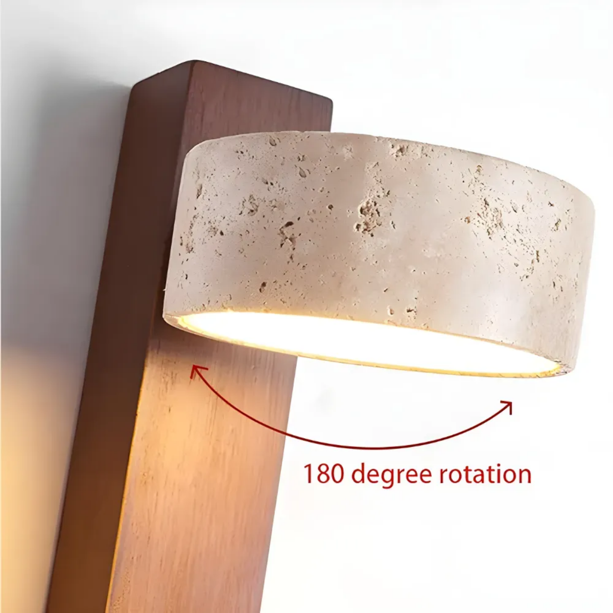 Aurevo Travertine Rotatable Wall Lamp shade rotates 180 degrees to redirect the light