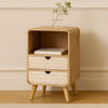 Wooden Twist Solivne Handmade Stylish Bedside Table with 2 Spacious Storage Drawers for Bedroom & Living Room