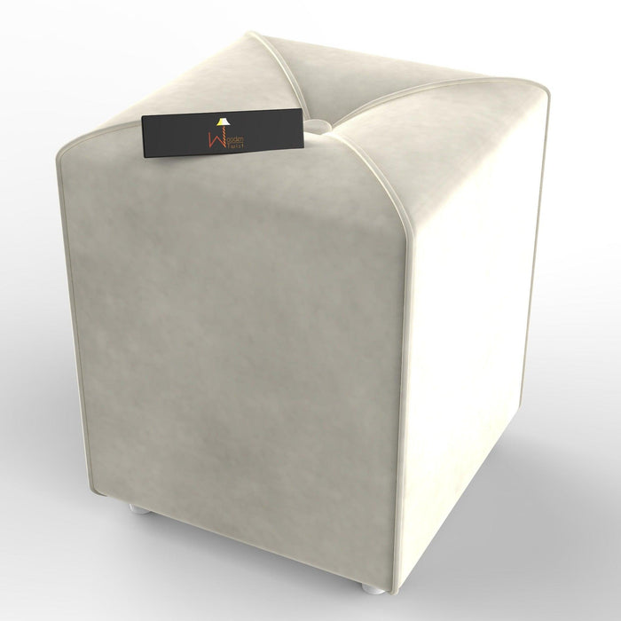 Stool for Living Room Soft Fabric Comfortable Cushion Ottoman Stool (Beige)