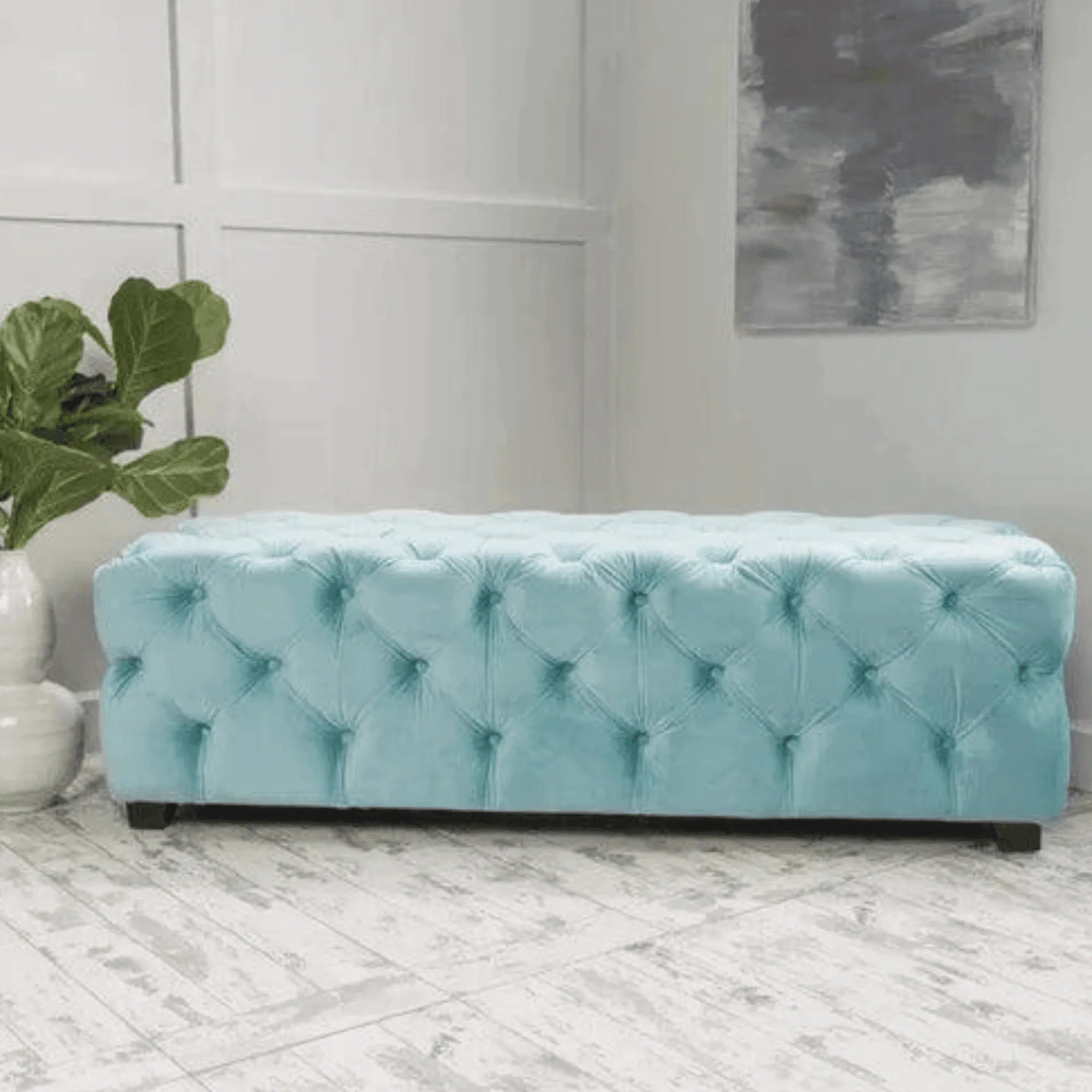 Wide Tufted Modern Bench For Living Room