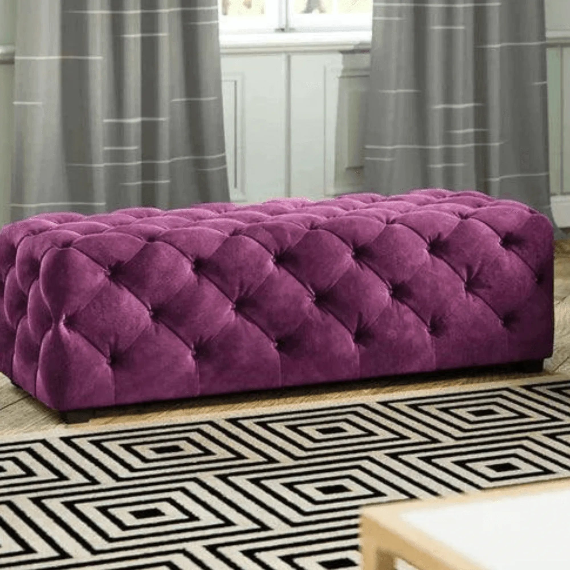 Wide Tufted Modern Bench For Living Room