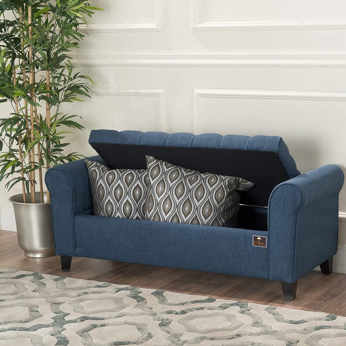 Blue Upholstered Bench