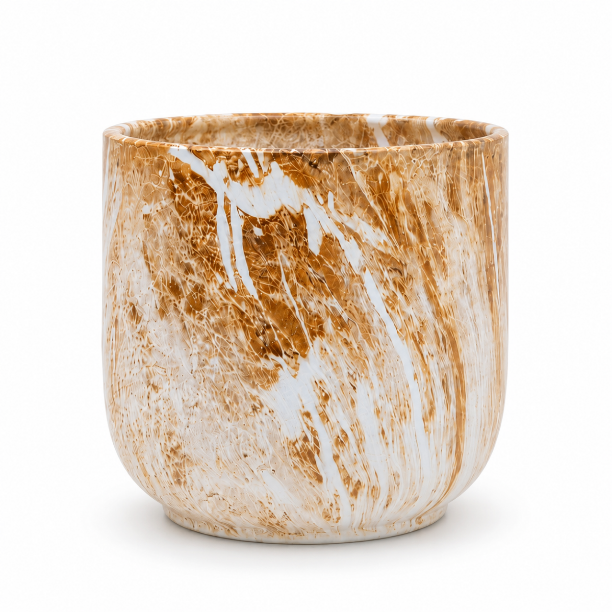 Wooden Twist Premium Round Ceramic Plant Pot for Balcony & Garden