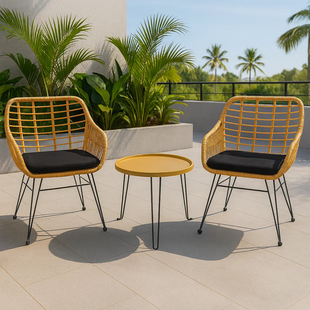 A weather-resistant bistro set for outdoor living