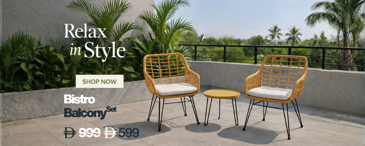 Wooden Twist Bistro Balcony Set of 2 Chairs with Table