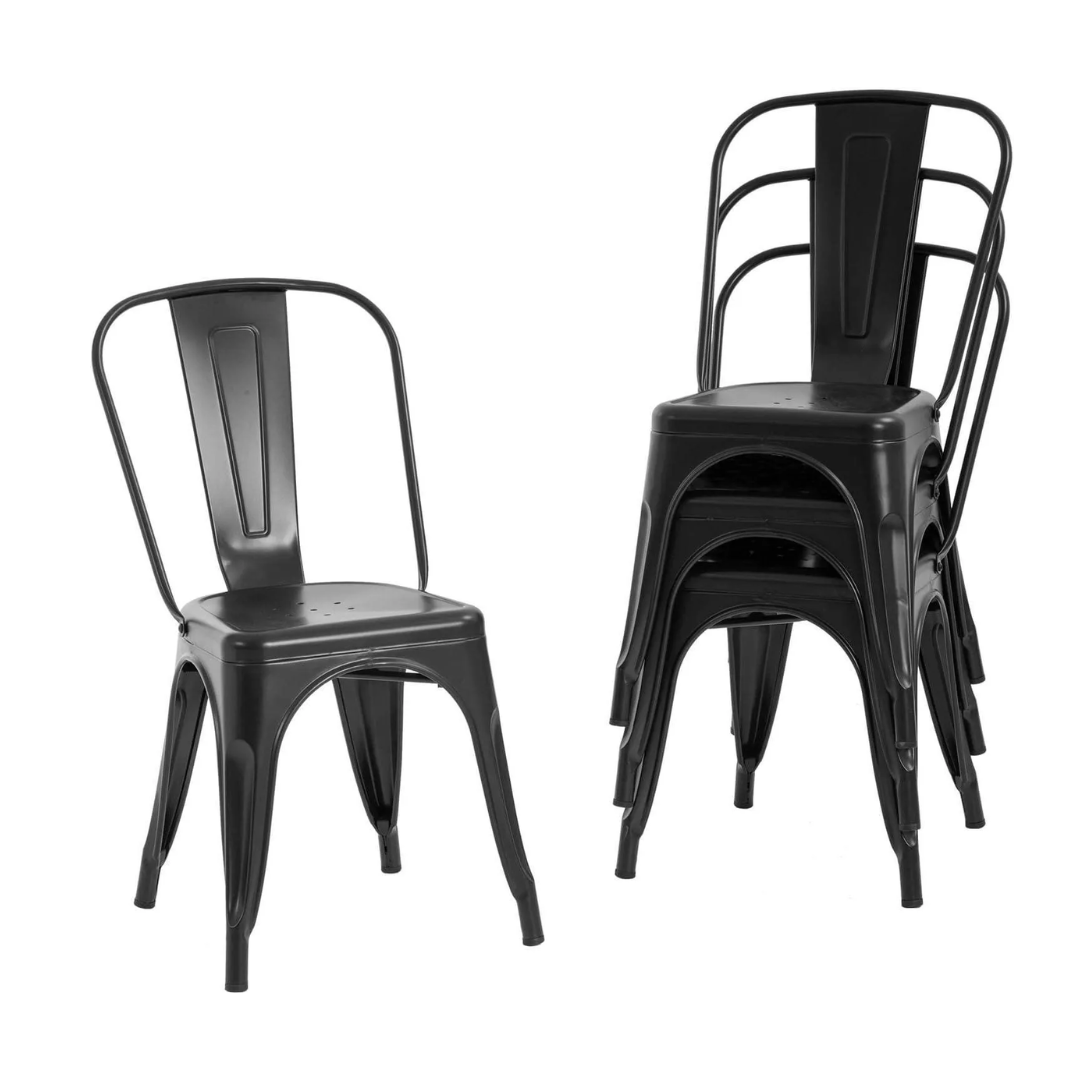 Wooden Twist Stackable Metal Outdoor & Indoor Tolix Side Cafe, Restaurant Kitchen Dining Chair ( Pack of 1 ) - Wooden Twist UAE