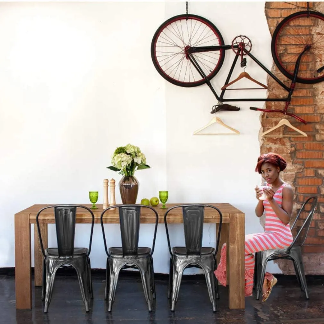 Wooden Twist Stackable Metal Outdoor & Indoor Tolix Side Cafe, Restaurant Kitchen Dining Chair ( Pack of 1 ) - Wooden Twist UAE