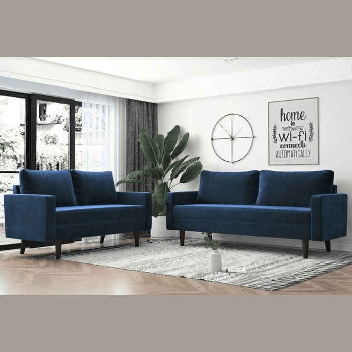 Wooden Twist Allay Designer Handmade Velvet Fabric Solid Wood Soft & Comfortable Sofa Set - Wooden Twist UAE