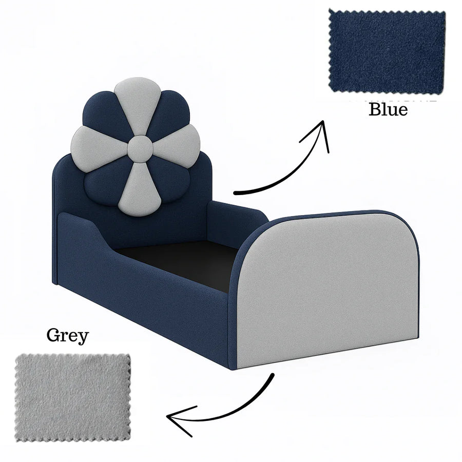 Soft Blue & Grey Fabric Upholstery