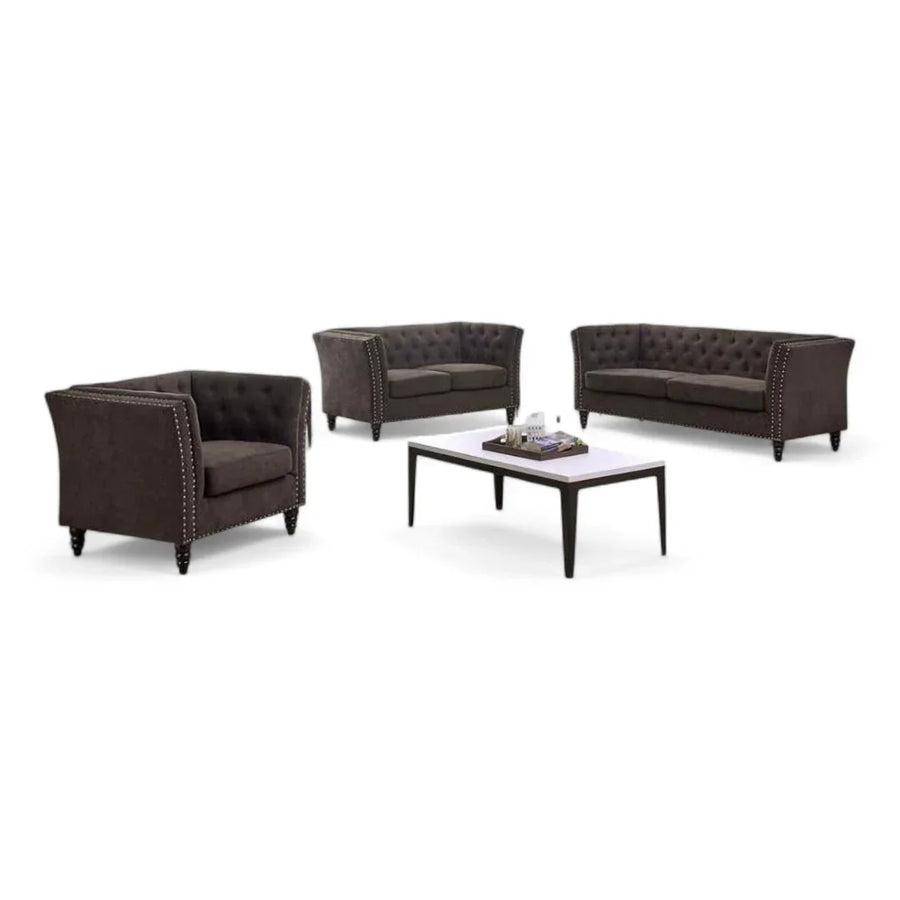 Tufted Detail in Durable Brown Upholstery