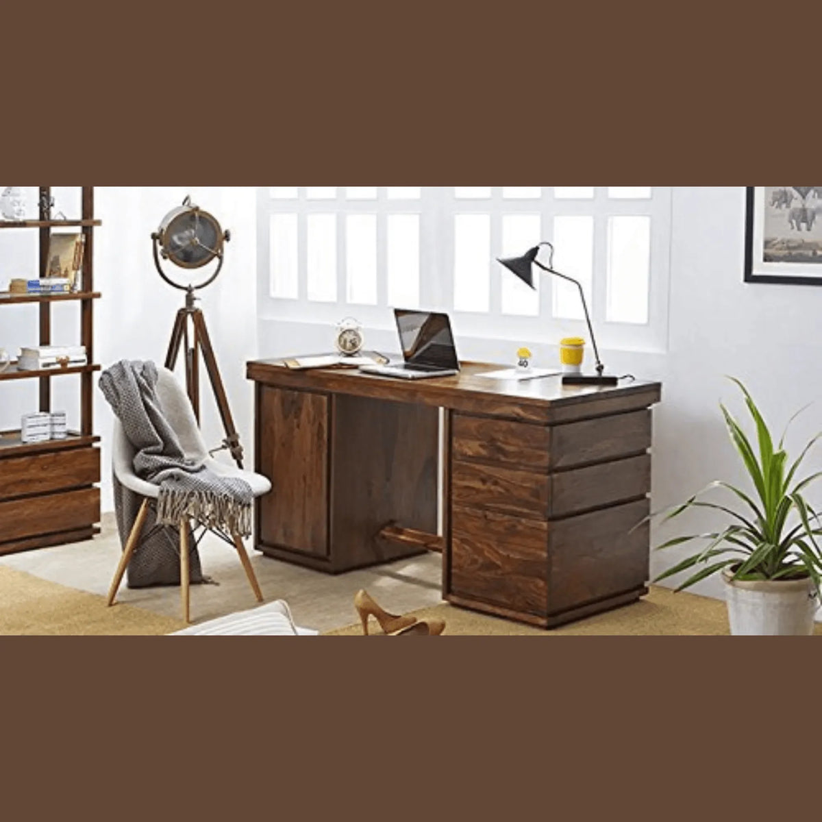 Raw Teak Character for a Home Office That Works