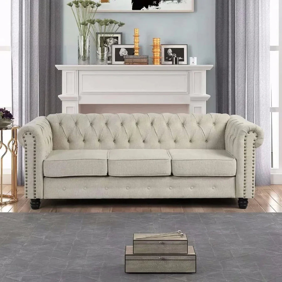 Button-Tufted Linen Craftsmanship