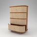 Wooden Twist Curve Rattan Rosewood Chest of 4 Drawers Cabinet Rustic Storage Organizer for Home Décor - Wooden Twist UAE