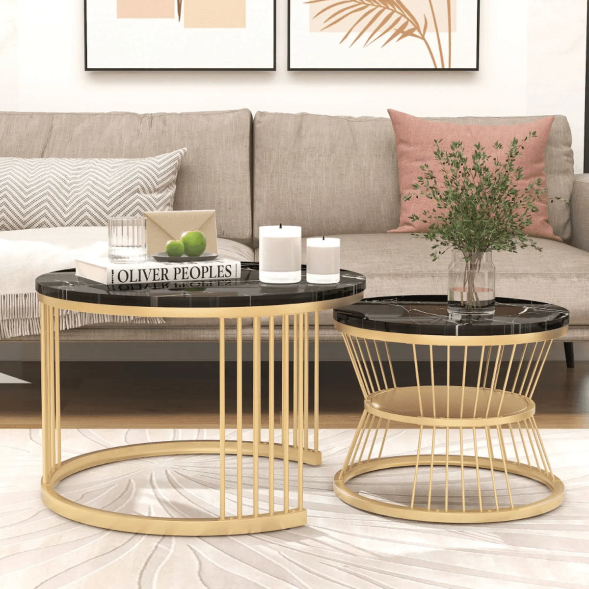 Round Wrought Iron Coffee Table Set for Modern Living