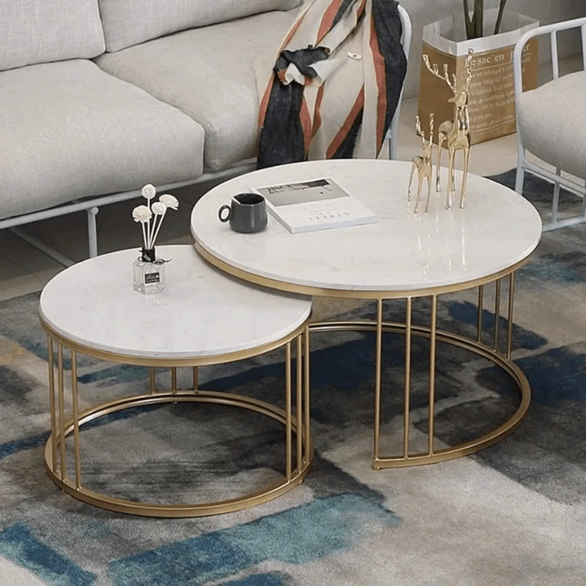 Nesting Wrought Iron Round Coffee Tables