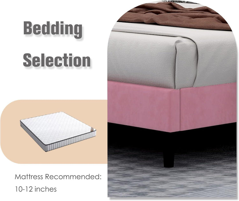 Wingback Headboard Luxurious Pink Velvet Bed