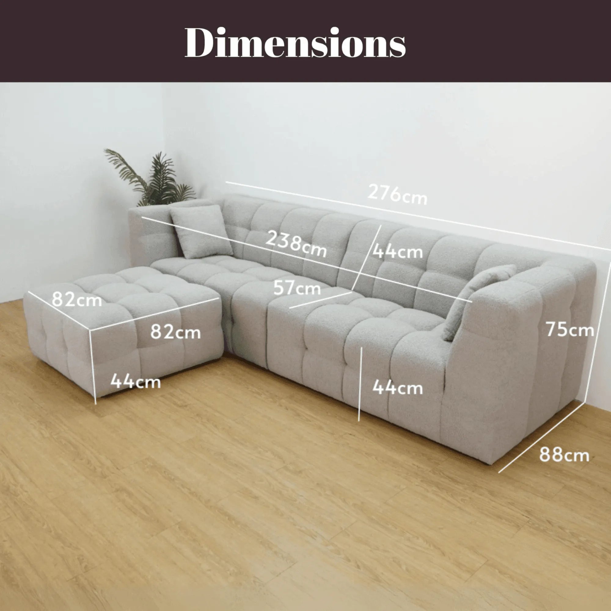 Wooden Twist L-Shaped Sofa