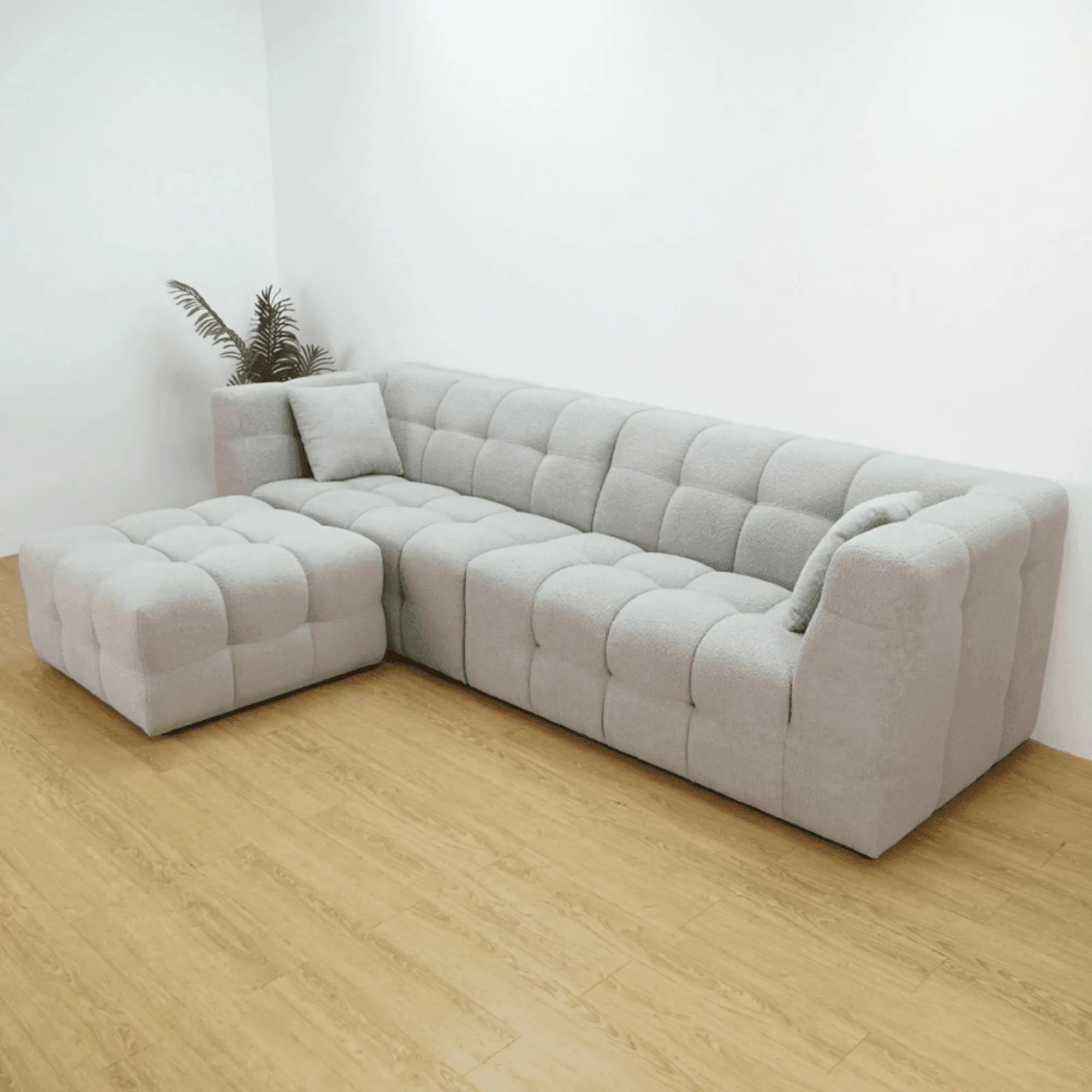 Wooden Twist L-Shaped Sofa