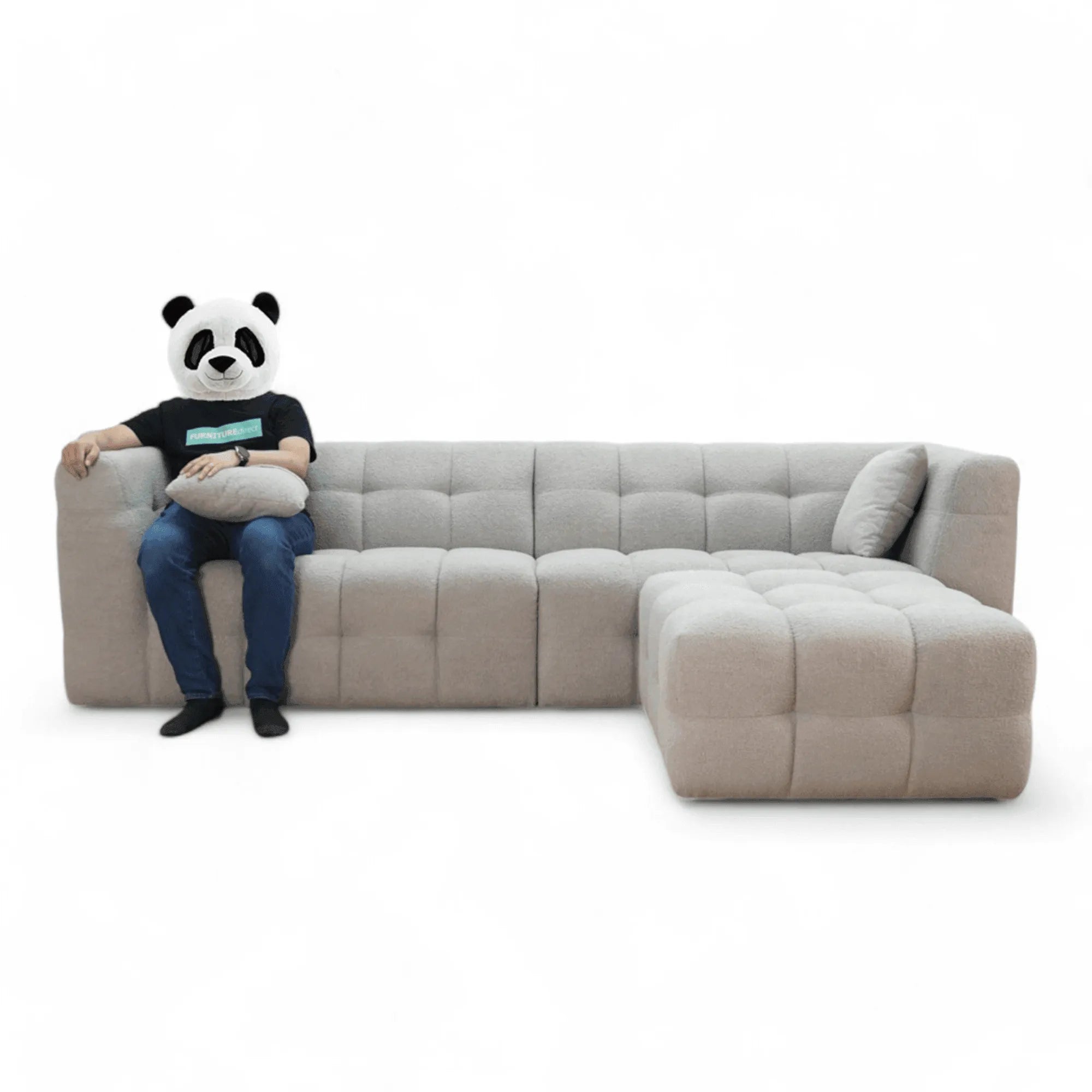 Wooden Twist L-Shaped Sofa