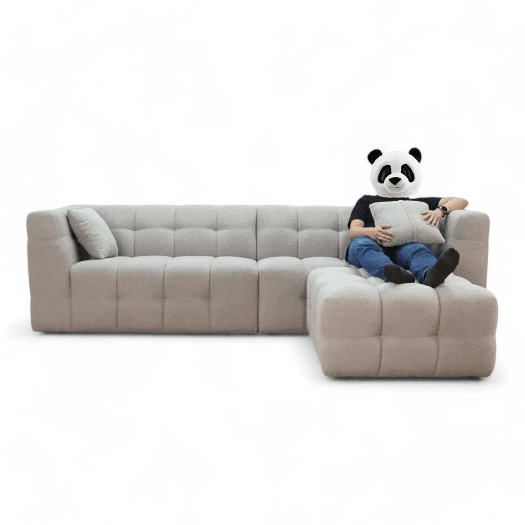 Wooden Twist L-Shaped Sofa