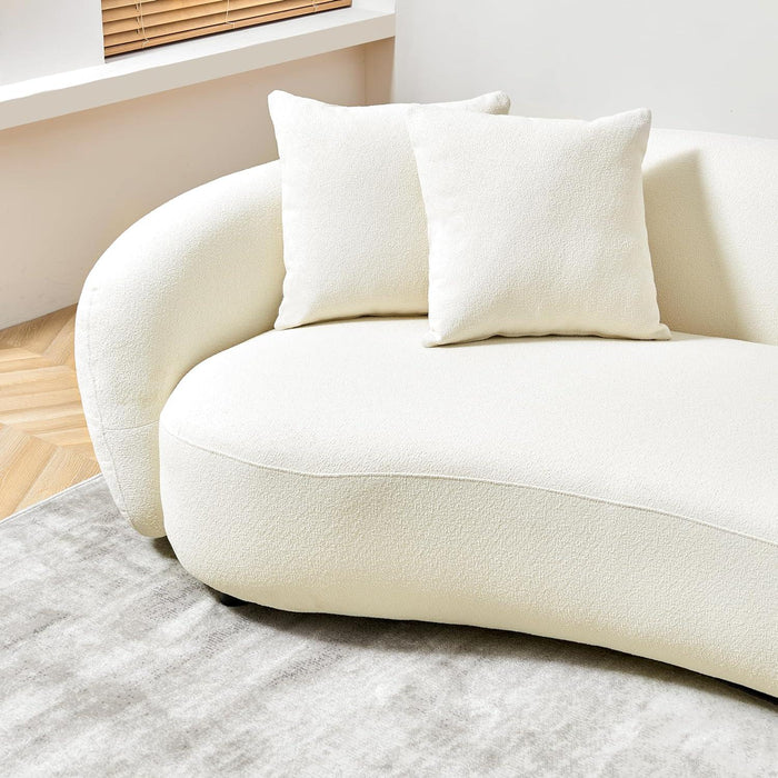 Elegant White Boucle Fabric Upholstery