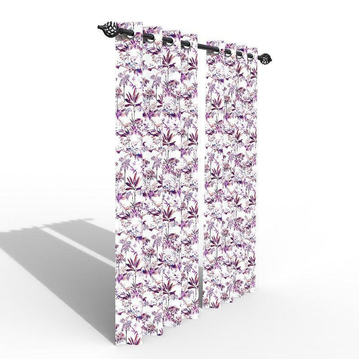 Fabrahome Light Filtering 10 Ft Rectangular Holland Fabric Curtain ( Purple )